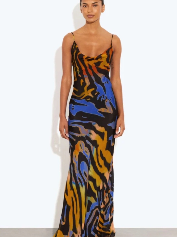 Rat & Boa Multi-Color Abstract Slip Maxi Dress